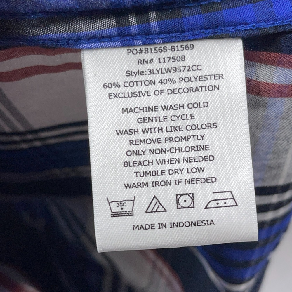 Levis Plaid Button Down Shirt Teen XL Regular Fit Blue White Red Casual Western - Picture 8 of 11